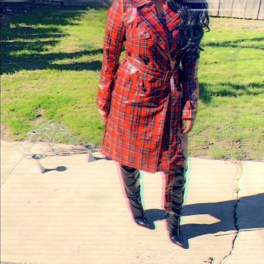 Forever 21 multi color vinyl coat.